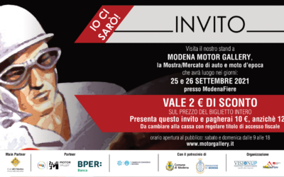 Modena Motor Gallery 2021: a ModenaFiera il 25 e 26 settembre ci saremo anche noi!